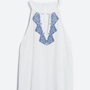 Embroidered Halter Tank